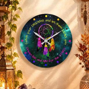 Träume fangen Dreamcatcher Boho Chic Runde Wanduhr