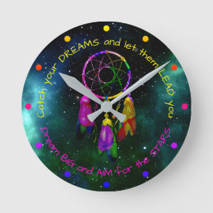 Träume fangen Dreamcatcher Boho Chic Runde Wanduhr