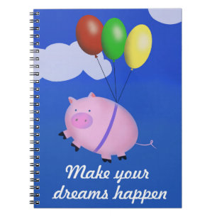 Träume gestalten Schweine fliegen lassen Notizblock