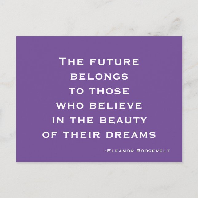 Träume, Glaube, Motivierend Lila und weiß Postkarte (Vorderseite)