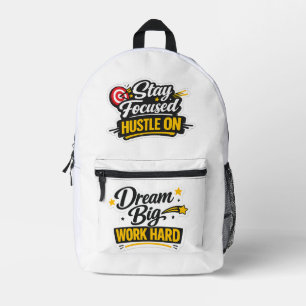 Träume groß, arbeite hart – Motivations-Rucksack Bedruckter Rucksack