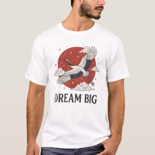 Träume groß Japanischer Kranich rotes Sonnen-Grafi T-Shirt
