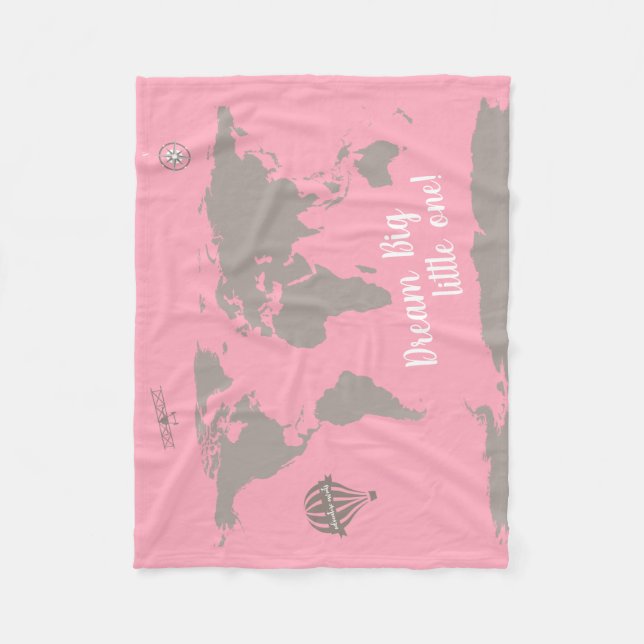 Träume groß kleiner! Rosa Babydecke Fleecedecke (Vorderseite)