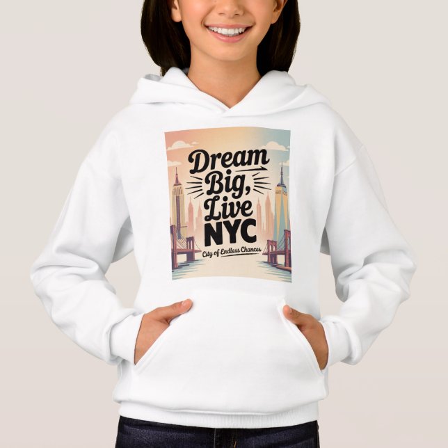 Träume groß, lebe NYC Hoodie (Vorderseite)
