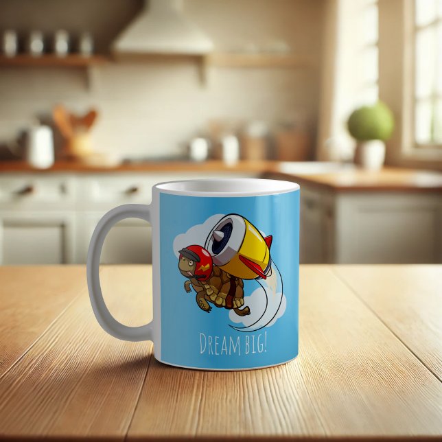 Träume groß! Motivierend dynamischer Tortoise-Cart Kaffeetasse (Von Creator hochgeladen)