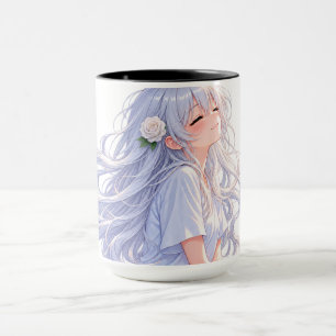 Träume groß Silberhaar Anime-Mädchen   Tasse