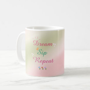 Träume. Schlürfen. Wiederholen. – Rosa & Salbeigrü Kaffeetasse