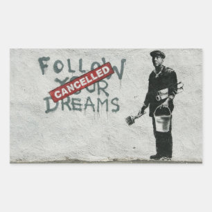 Träume storniert rechteckiger aufkleber