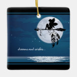 Träume und Wünsche - Vollmond und Fairy Beach Keramikornament<br><div class="desc">Träume und Wünsche ~ Vollmond über Wasser,  Fairy und Boho Arrow Beach Weihnachtsbaum Keramik Ornament - Personalisieren Sie mit einem Namen,  Jahr oder jeden Text,  den Sie hinzufügen möchten.  -</div>