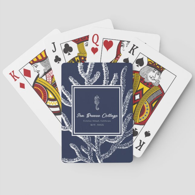 Träume von der Seefahrt: Blau-Weiß-Seepferd und Ko Spielkarten (Rückseite)