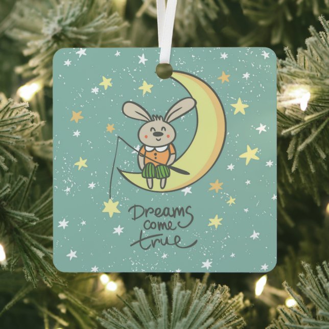 Träume wahr werden | Sonnig auf dem Mond Ornament Aus Metall (InSitu)