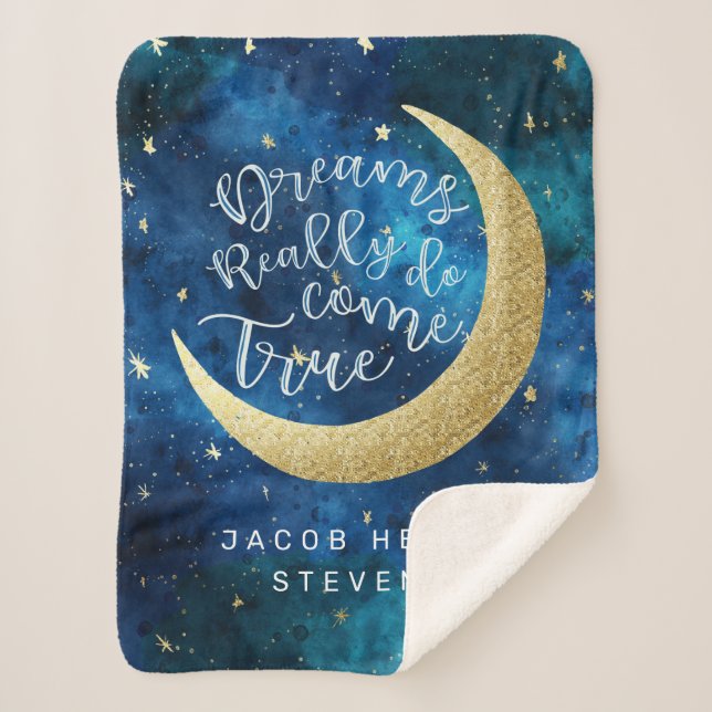 Träume wahrhaft Treue zu Moon & Stars Kindername Sherpadecke (Vorderseite)