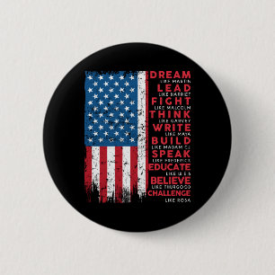 Träume wie Martin Vintage USA-Flagge Geschenk Button