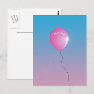 Träume-Zitat Rosa Luftballon am Himmel Inspirieren Postkarte