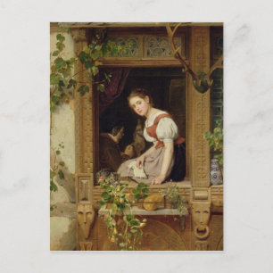 Träumen auf der Fensterbank Postkarte