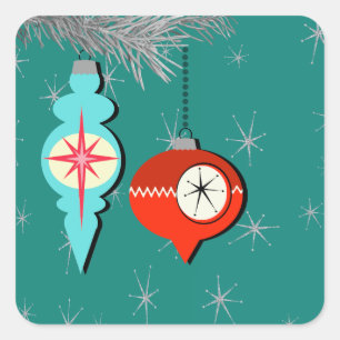 Träumen der Retro Weihnachtsaufkleber Quadratischer Aufkleber