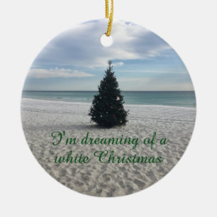 Träumen des weißes Weihnachtsfeiertags auf Stran Keramikornament