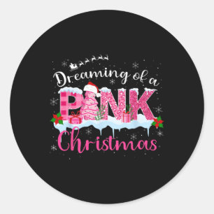 Träumen einer rosa Weihnachtsbaumkuchen-Weihnachts Runder Aufkleber