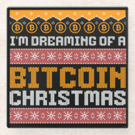 Träumen eines BITCOIN CHRISTMAS Imitats Strick Mus Glasuntersetzer
