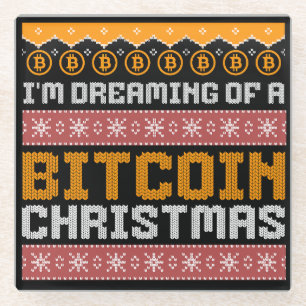 Träumen eines BITCOIN CHRISTMAS Imitats Strick Mus Glasuntersetzer