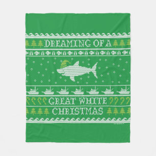 Träumen eines großen weißen Hai Grün Ugly Sweater Fleecedecke