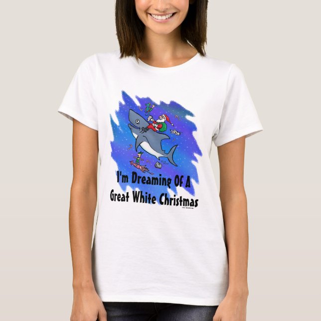 Träumen eines großen weißen Hais Weihnachten T-Shirt (Vorderseite)