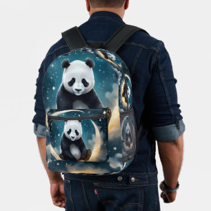 Träumen im Mondlicht: Pandas himmlische Serenade Bedruckter Rucksack