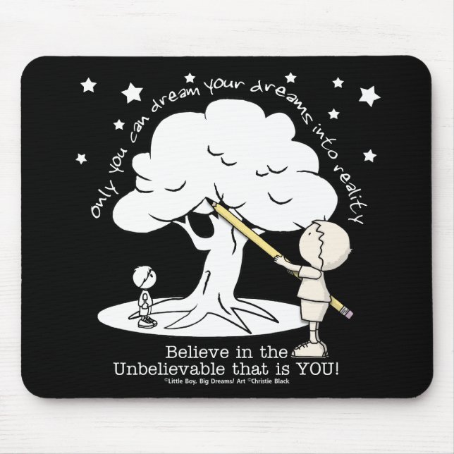 Träumen in der Realität Kleiner Junge, Big Dreams  Mousepad (Vorne)
