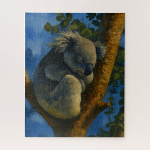 Träumen in Eukalyptus - Schlafen Koala Kunst Puzzle