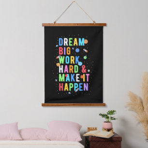 Träumen Sie große Arbeit hart und machen Sie es mö Wandteppich Mit Holzrahmen