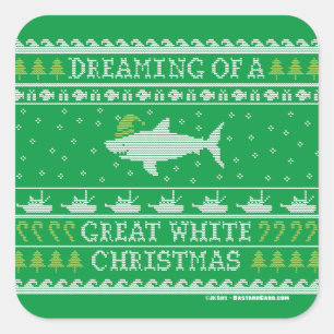Träumen von Great White Christmas Green Quadratischer Aufkleber