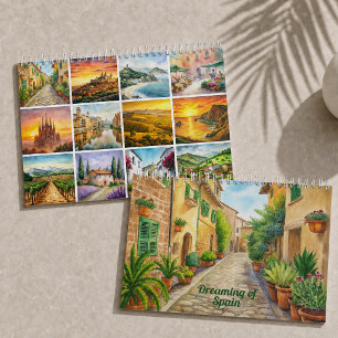 Träumen von Spanien 2026 Aquarell-Reisekunst Kalender