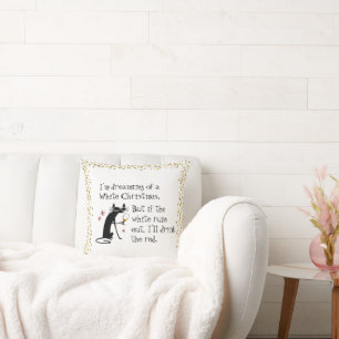 Träumen von weiße Weihnachten Funny Wine Cat Kissen