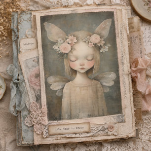 Träumende Blumenfee im vintage Pastell-Dekorations Seidenpapier