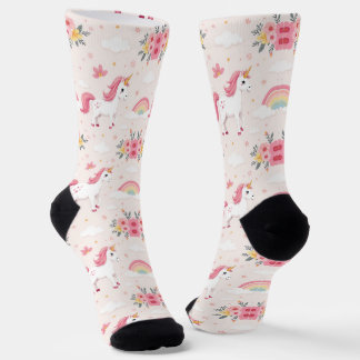 Träumende Einhörner, Regenbögen, Blumen, Schick Socken