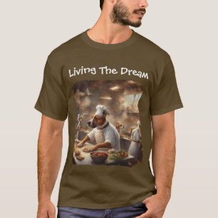 Träumende Hunde arbeiten in einer Küche lustig T-Shirt