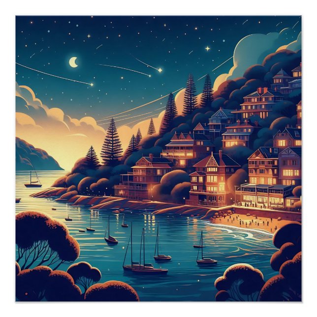 Träumende Küsten Nacht Poster (Vorderseite)