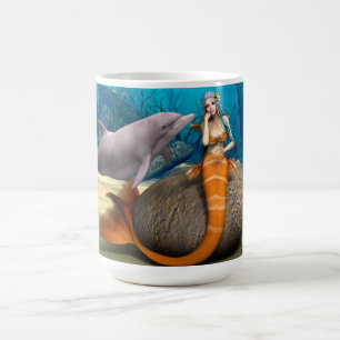 Träumende Meerjungfrau Delfin Unterwasser Fantasy Kaffeetasse