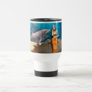 Träumende Meerjungfrau Delfin Unterwasser Fantasy Reisebecher