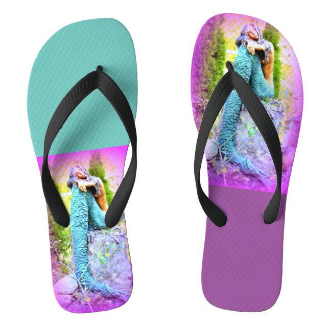 träumende Meerjungfrauen lila/grün Flip Flops (Fußbett)