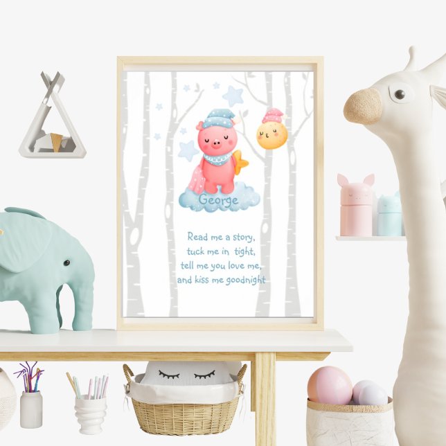 Träumende Nächte mit Ferkel und Mond Poster (Von Creator hochgeladen)