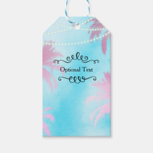 Träumende rosa Palmen Blaue Himmel Lichterkette Geschenkanhänger