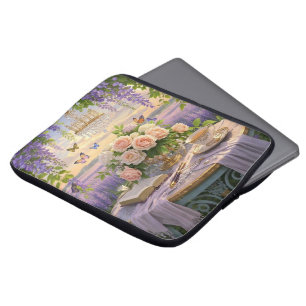 Träumende, sanfte Szene einer üppigen, floralen Laptopschutzhülle