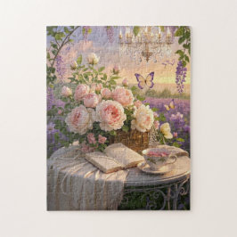 Träumende, sanfte Szene einer üppigen, floralen Puzzle