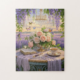 Träumende, sanfte Szene einer üppigen, floralen Puzzle