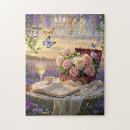 Träumende, sanfte Szene einer üppigen, floralen Puzzle