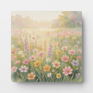 Träumende Wildblumenwiese Wasserfarbe Pastell Flor Fotoplatte