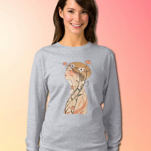 Träumender Himmel – Art Nouveau Frau Langarmshirt T-Shirt