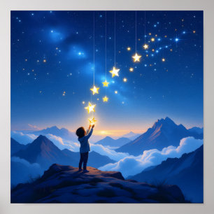 Träumender Nachthimmel Sternenkind Wandkunst Poster