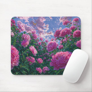 Träumender Rosa Pfingstrosen-Gartenkunst Mousepad